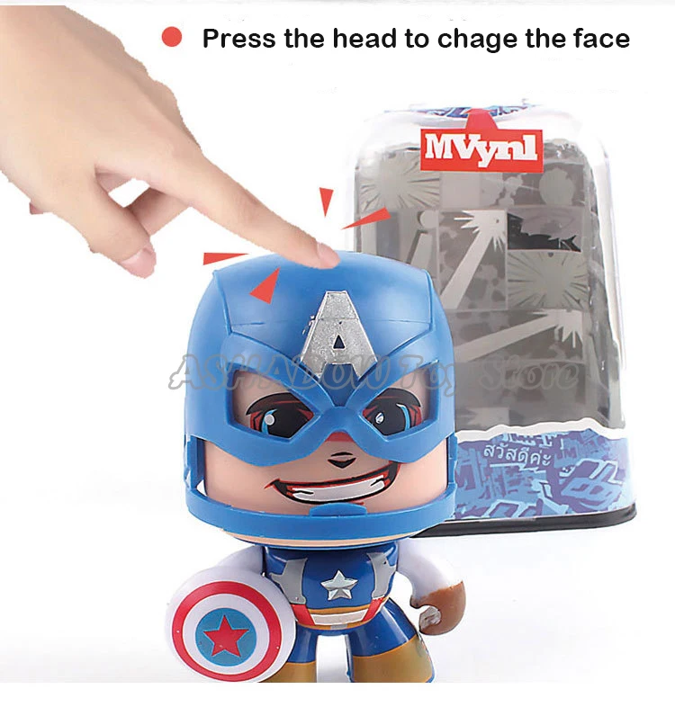 11 см Marvel меняющие лицо фигурки Капитан Америка Железный Человек-паук танос Халк