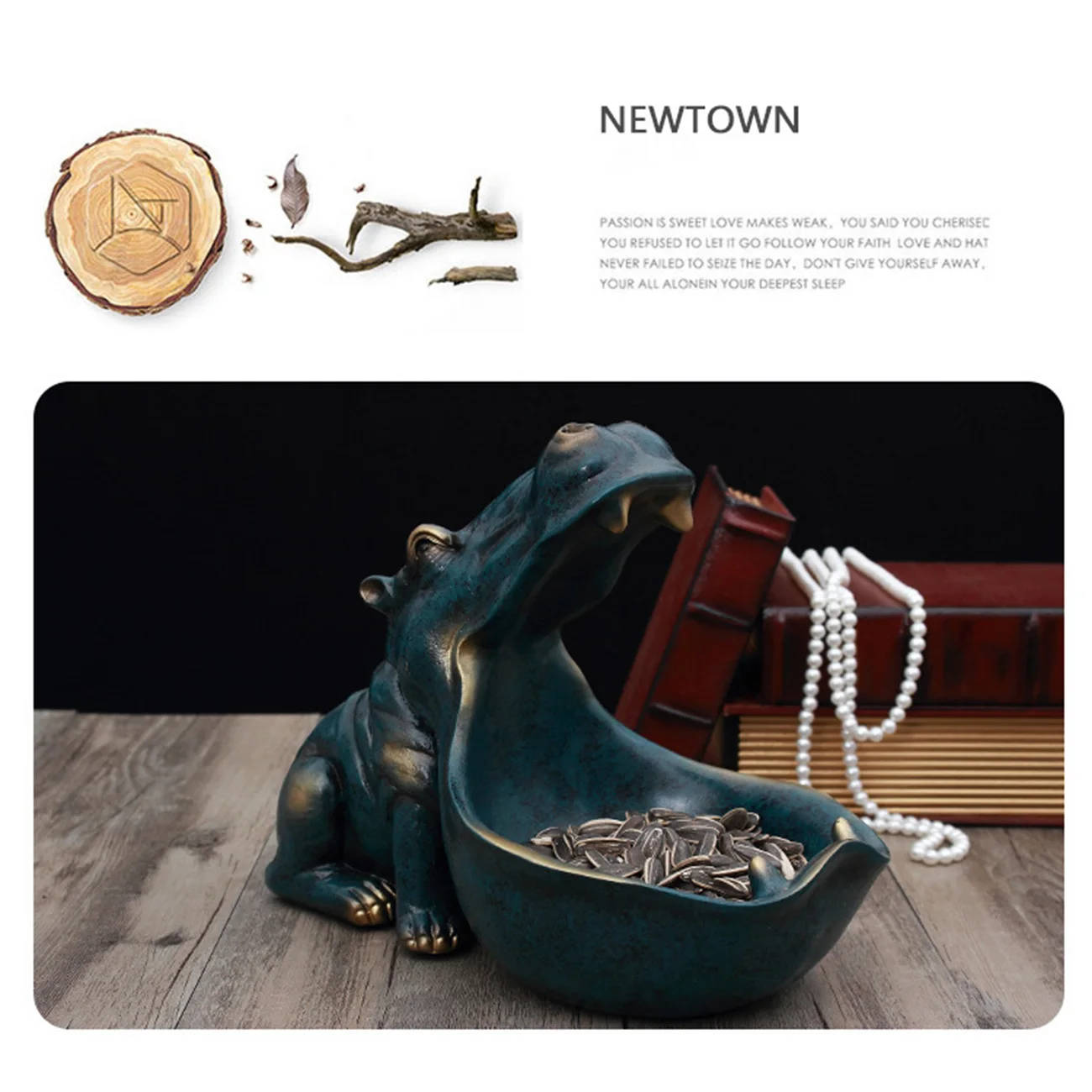 

Resin Hippopotamus Storage Box Statue Creative Hippo Figurine Sculpture Key Candy Container Home Table Decoration Gift