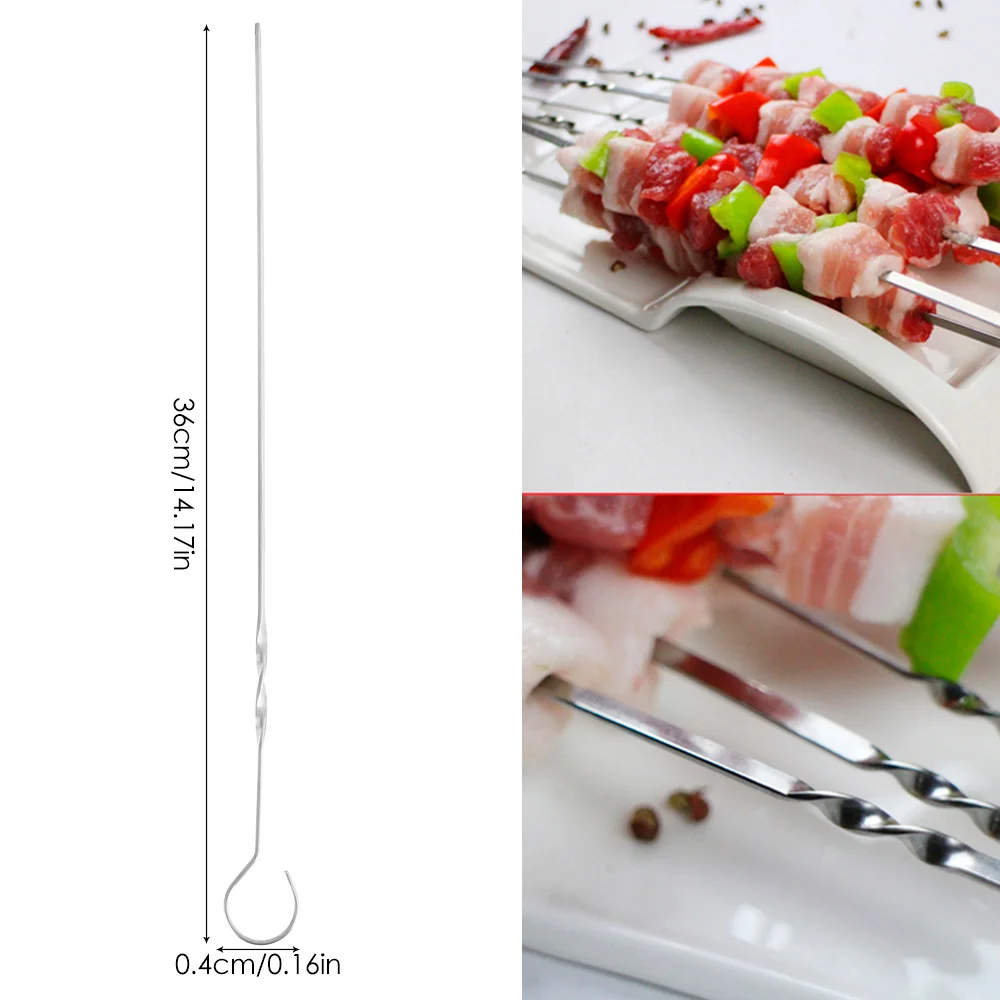 

12 Pcs Round Roast Skewers Needle Stick Stainless Steel BBQ Barbeque Skewers Outdoor Camping Picnic Tools Kitchen Utensils Tools