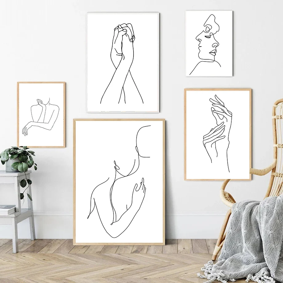 Абстрактная линия Женская Минималистичная настенная Картина на холсте