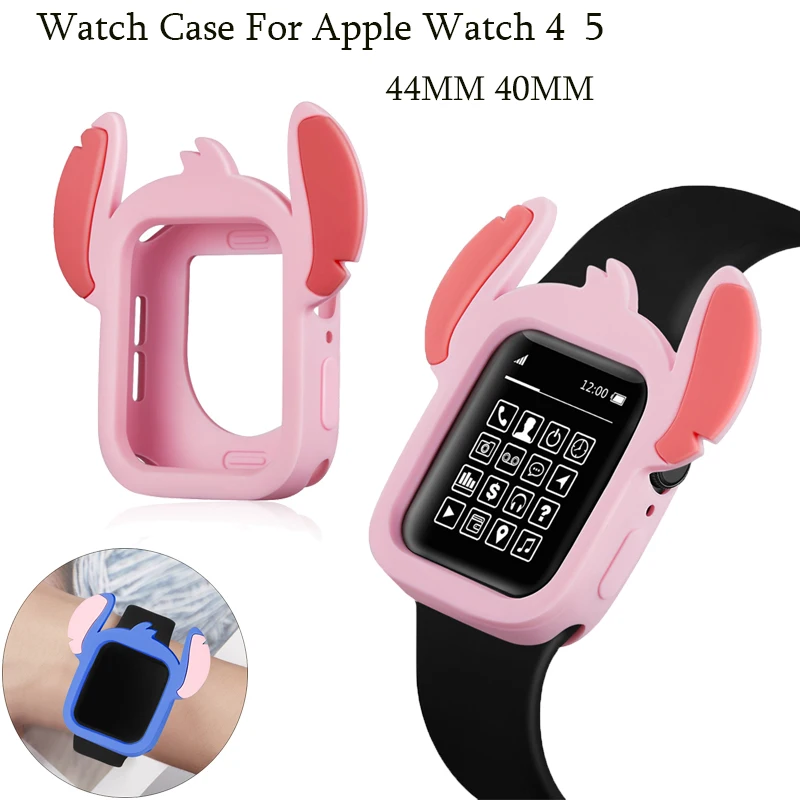 Чехол с милыми мультяшными часами для apple watch 4 5 мягкий силиконовый бампер 40 мм 44