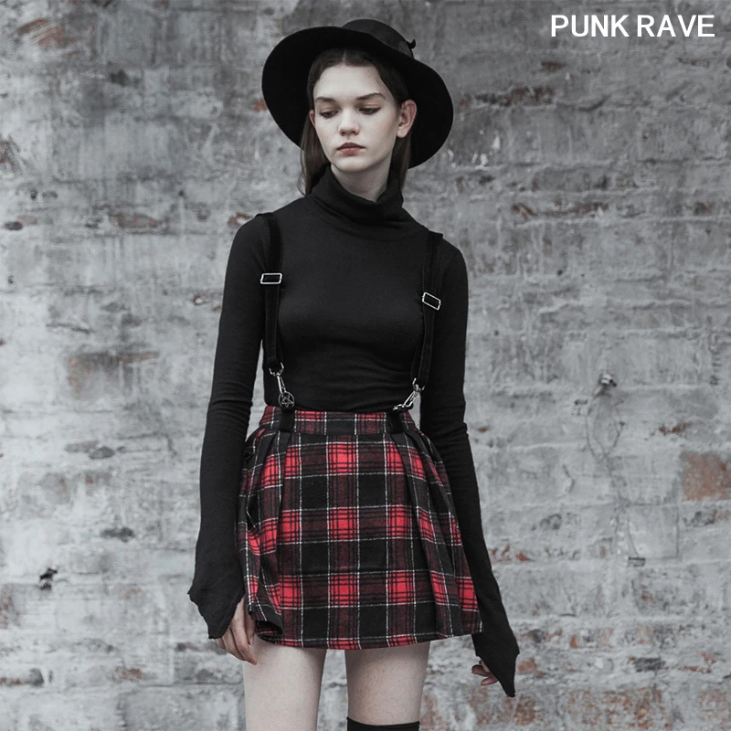 Повседневная Милая Короткая юбка в стиле панк для девочек Классическая темная