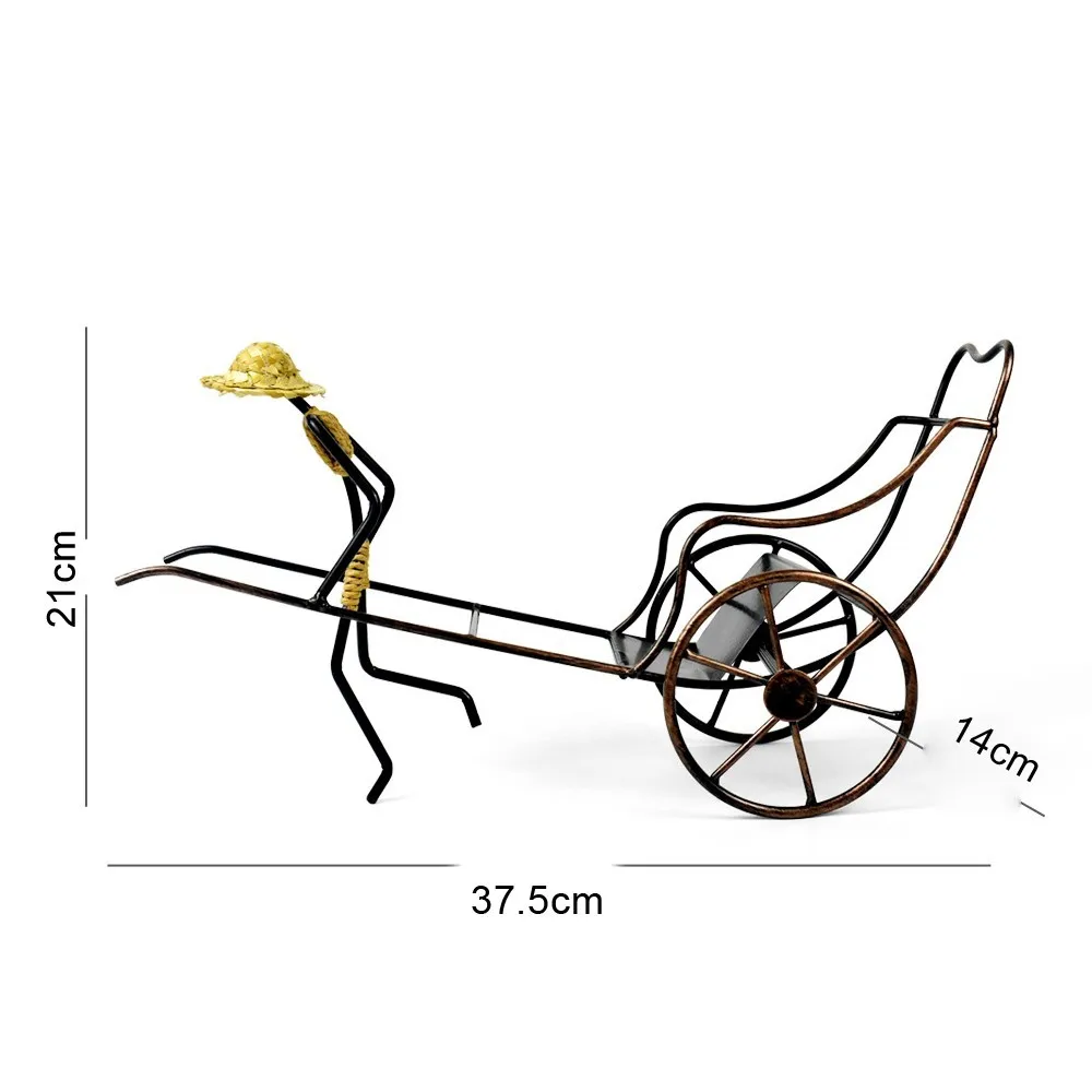 

Chinese Rickshaw Wine Racks Bottle Holders Iron Vintage Champagne Stand Display Bar Table Ornaments Creative Gift Home Decor