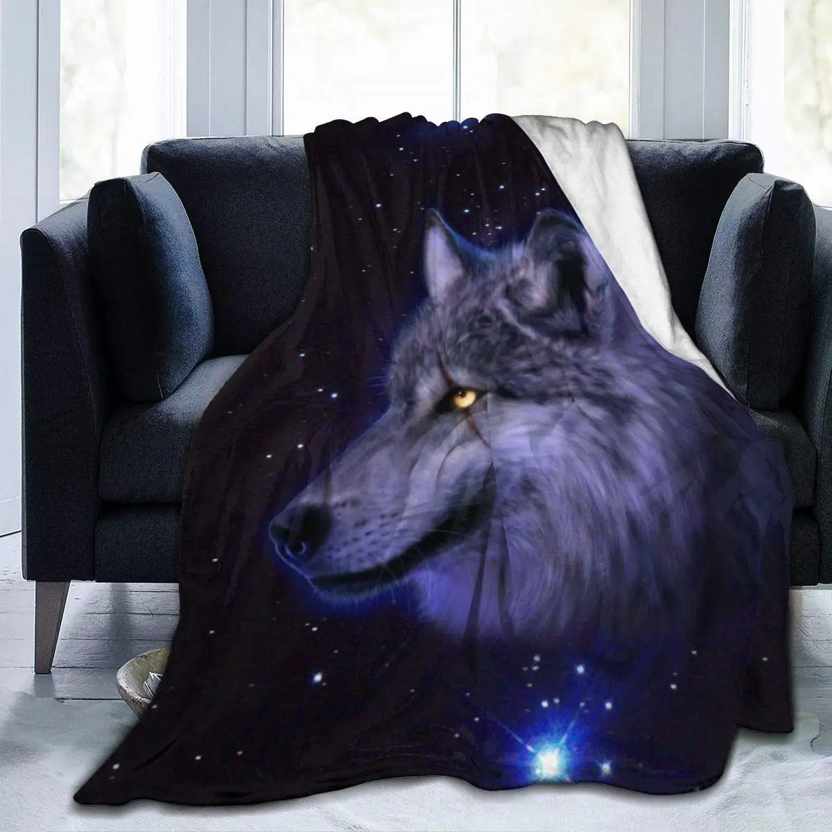 

Throw Wrap School Blanket for Bed Couch Sofa Sherpa Flannel Throw Wearable Blankets for Adult Women Men Keep Warm Galaxy Space