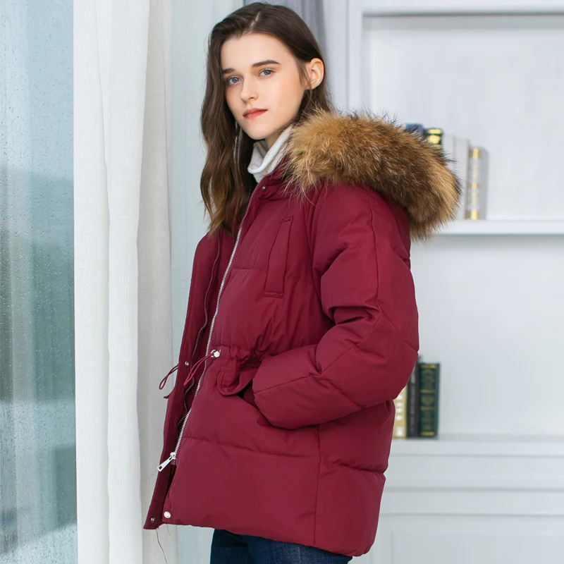 

2020 Real Fur Collar Winter Jackets Women's Cotton Padded Solid Short Parkas Woman Hooded Plus Size Casual Oversize Female Coat