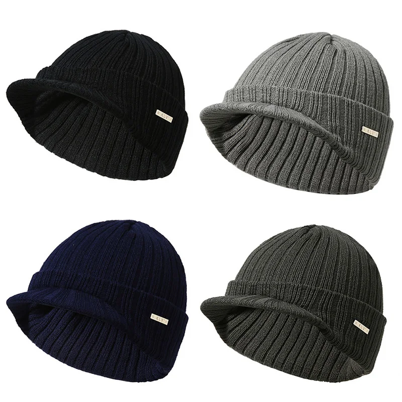 

Fashion Men Women's Hat Autumn Winter Casual Solid Unisex Stripe Knitting Soft Warm Visors Peaked Cap Sport Skiing Caps