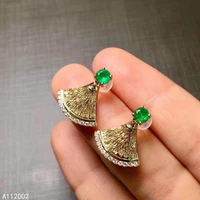 kjjeaxcmy fine jewelry natural emerald 925 sterling silver women earrings new ear studs support test popular noble