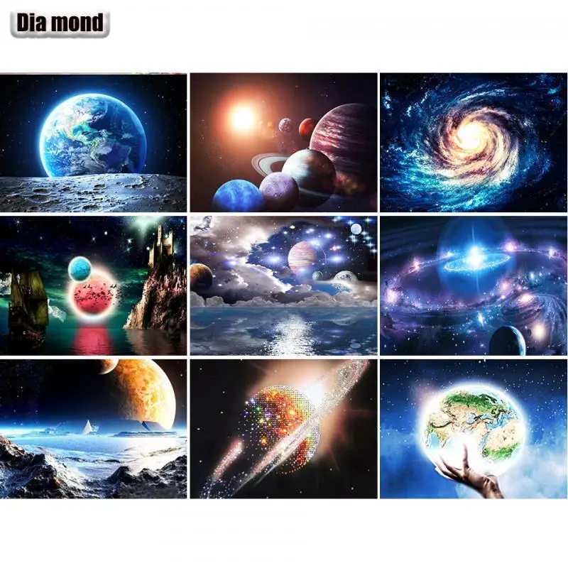 5D алмазная живопись &quotсделай сам&quot планета вышивка крестиком космический