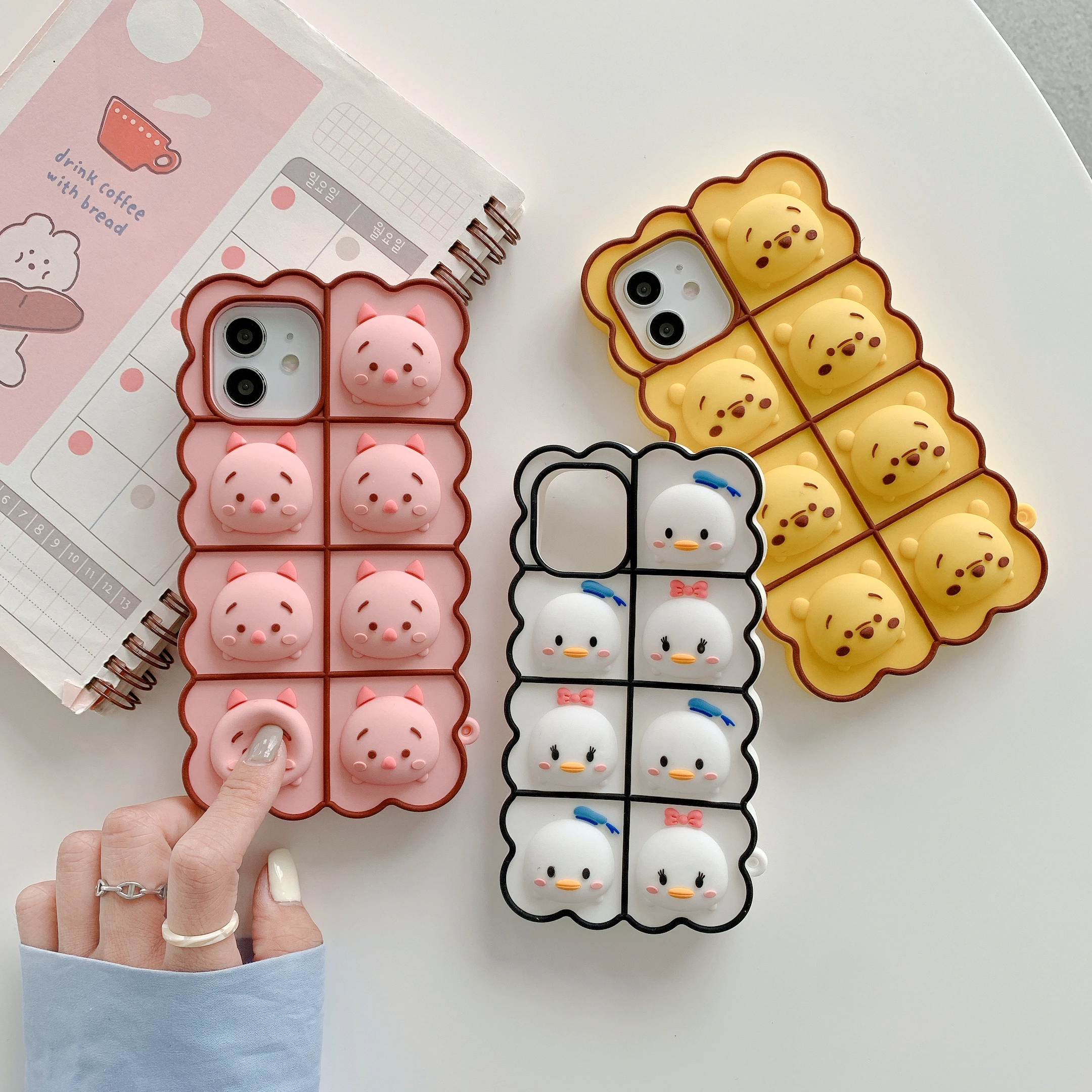 

3D Cute Cartoon Animals Relive Stress Toy Phone Case For iPhone 11 12 Pro Max XS XR X 7 8 Plus Shockproof Silicone Cover
