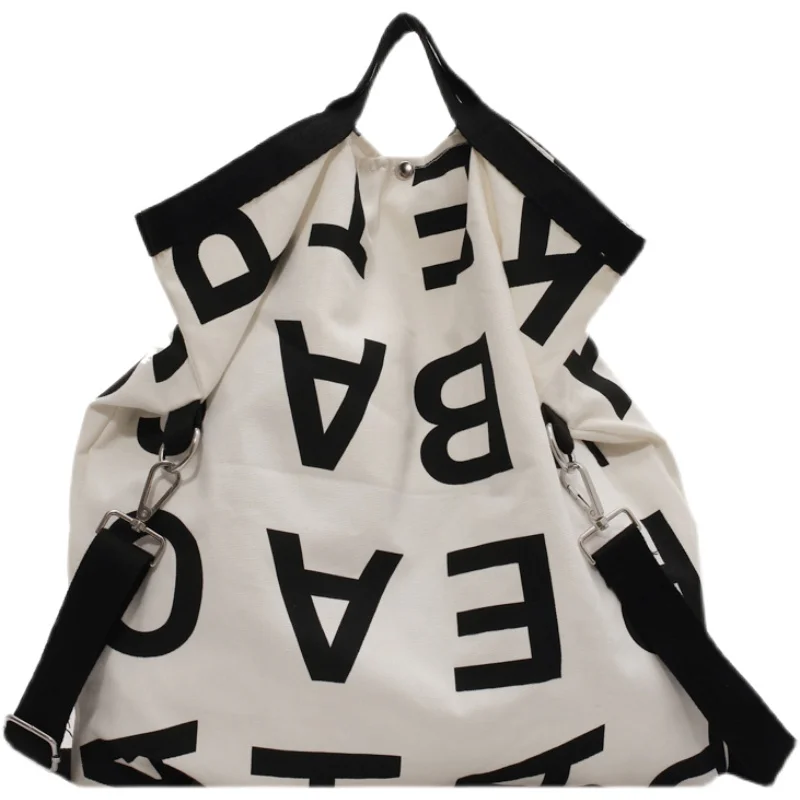 

Canvas bags for women letter print large-capacity crossbody shoulder bag school messenger handbags shop grocery bag female purse