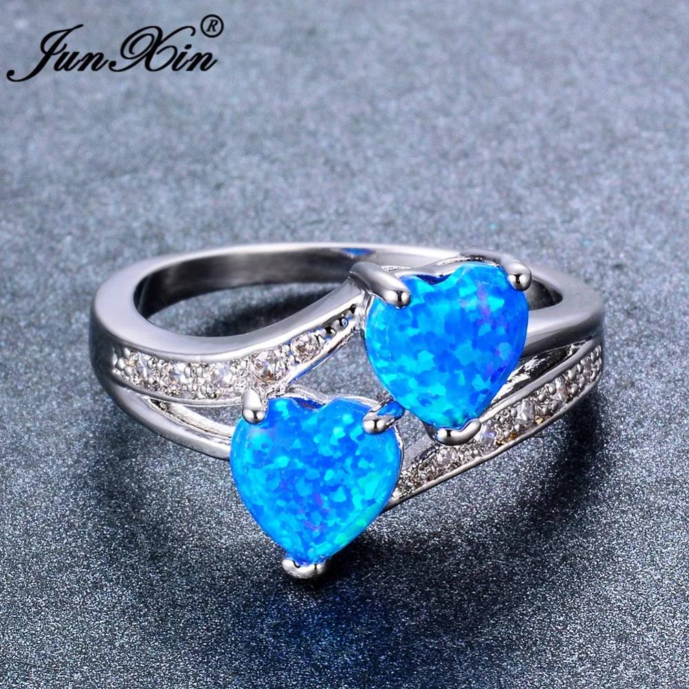 Ювелирные изделия на День святого Валентина кольца в форме сердца с голубым и