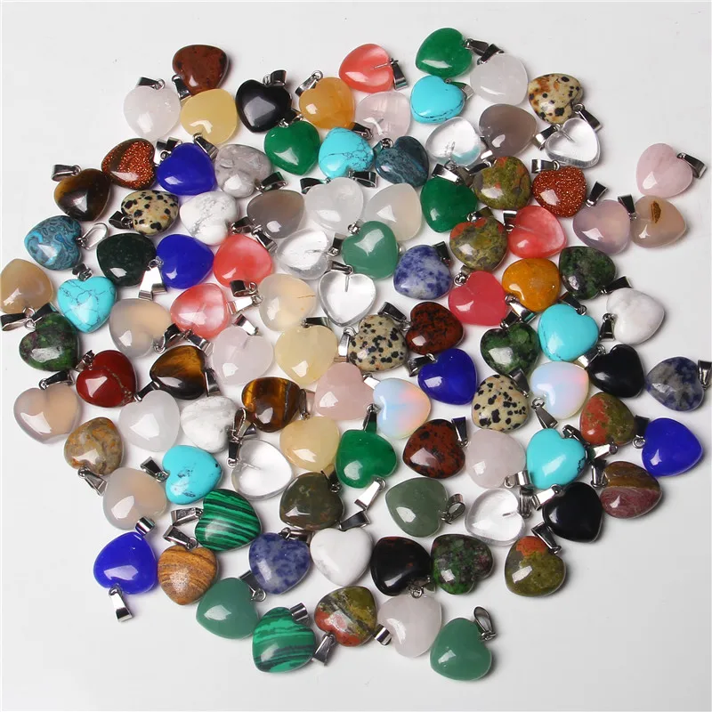 

10pcs/lot Assorted Heart Charms Pendants Natural Stone Pendant For Jewelry Making Accessories Good Quality 14x15mm Free Shipping