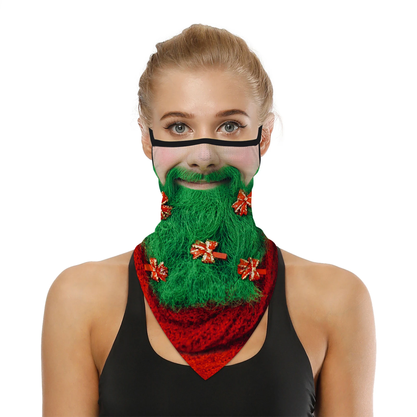 

Women Neck Scarves Mask Christmas Digital Print Multifunctional Face Cover Scarf Earloop Neck Gaiter Warm Soft Ring Wraps Cover