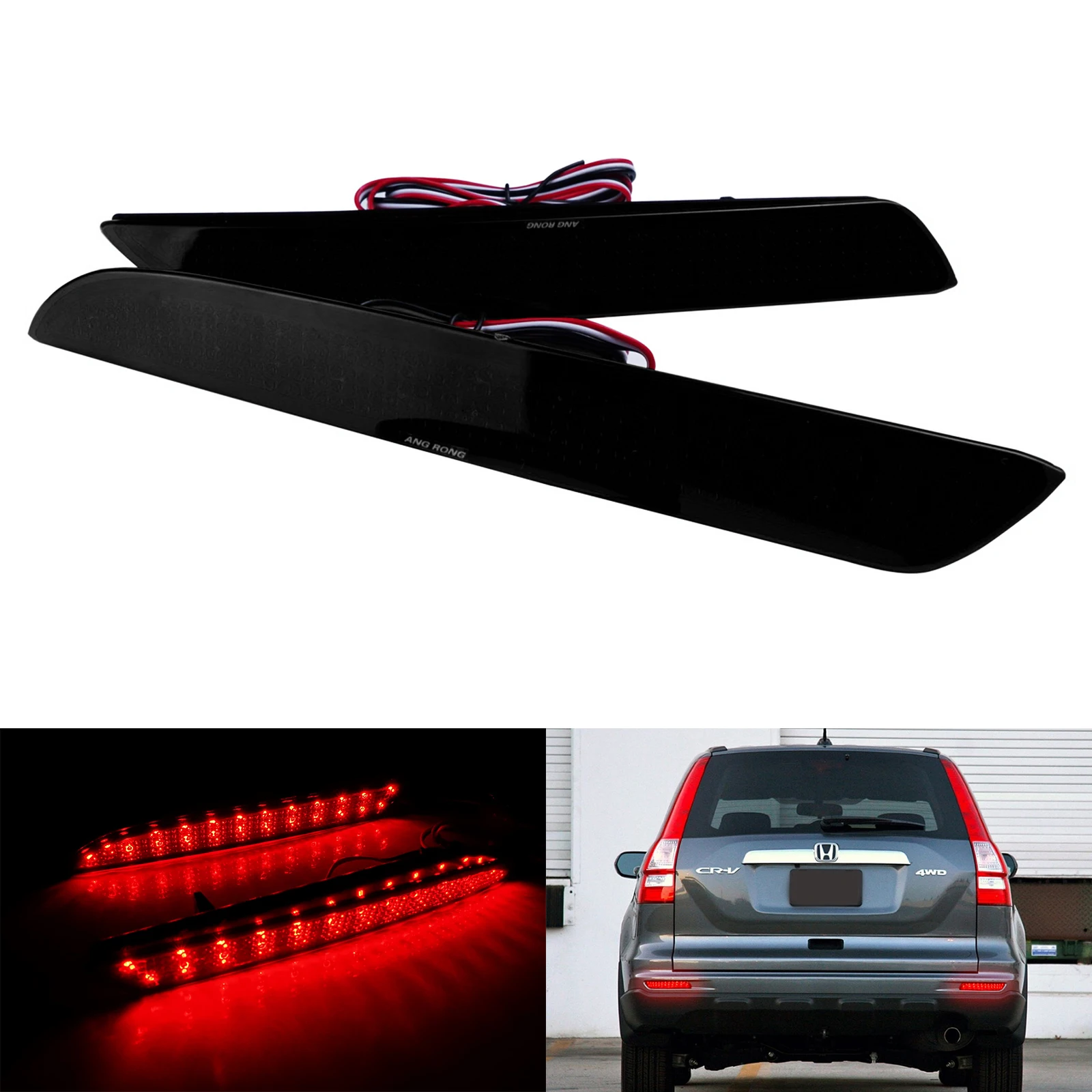 

ANGRONG 2x отражатель заднего бампера светодиодный стоп-сигнал черная линза для Honda CR-Z CR-V Insight 10-14