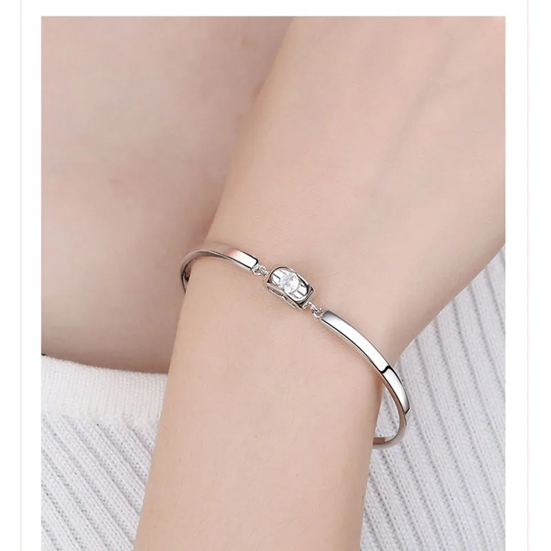 MEETSOFT Новая мода 925 серебряные аксессуары модные Кристальные браслеты для женщин