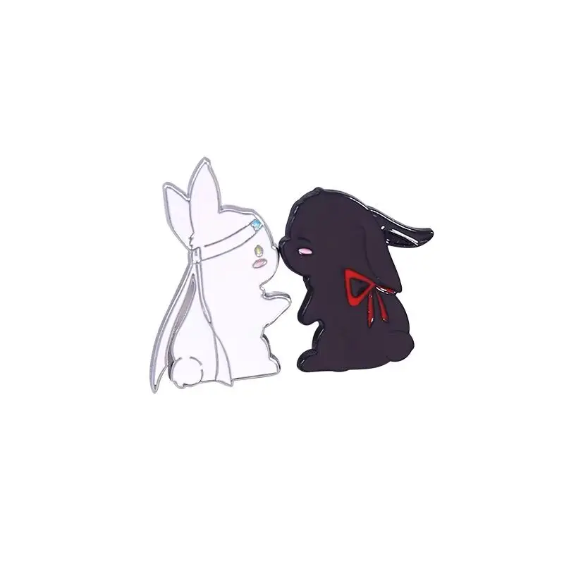The Untamed Chinese Anime Mo Dao Zu Shi Enamel Pin Wei Wuxian Lan Wangji Couple Black White Rabbit Bag Clothes Lapel Badge | Украшения и