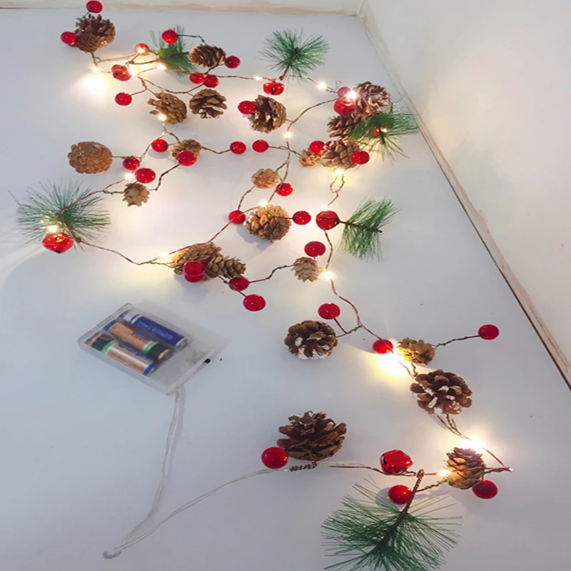 DIY Новогоднее украшение светодиодный светильник-гирлянда из соснового конуса, медный провод, сказочный теплый белый светильник-гирлянда s для рождества, дома, свадьбы