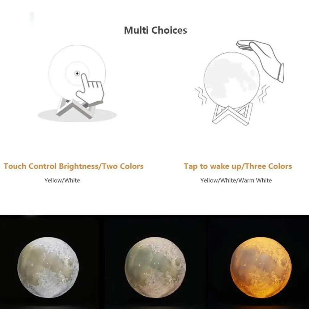 Светодиодный ночной Светильник Перезаряжаемые Луны лампа сенсорный Управление