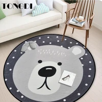 tongdi children round carpet mat soft printing cute lovely cartoon animal anti slip rug luxury decor for home livingroom bedroom