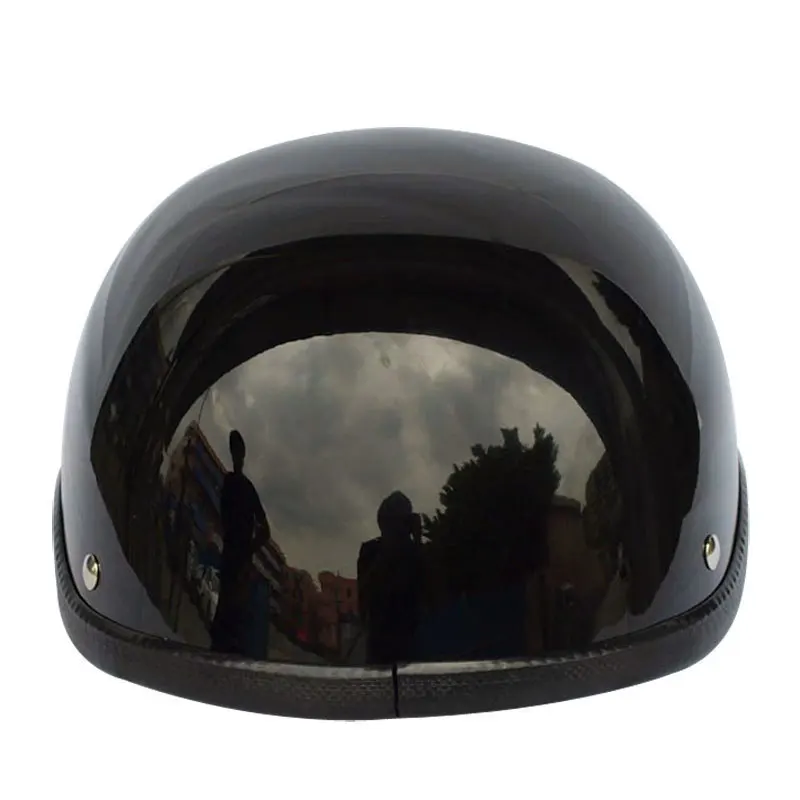 

Matte Black Motorcycle Half Helmet Skull Cap Low Profile Novelty For Chopper