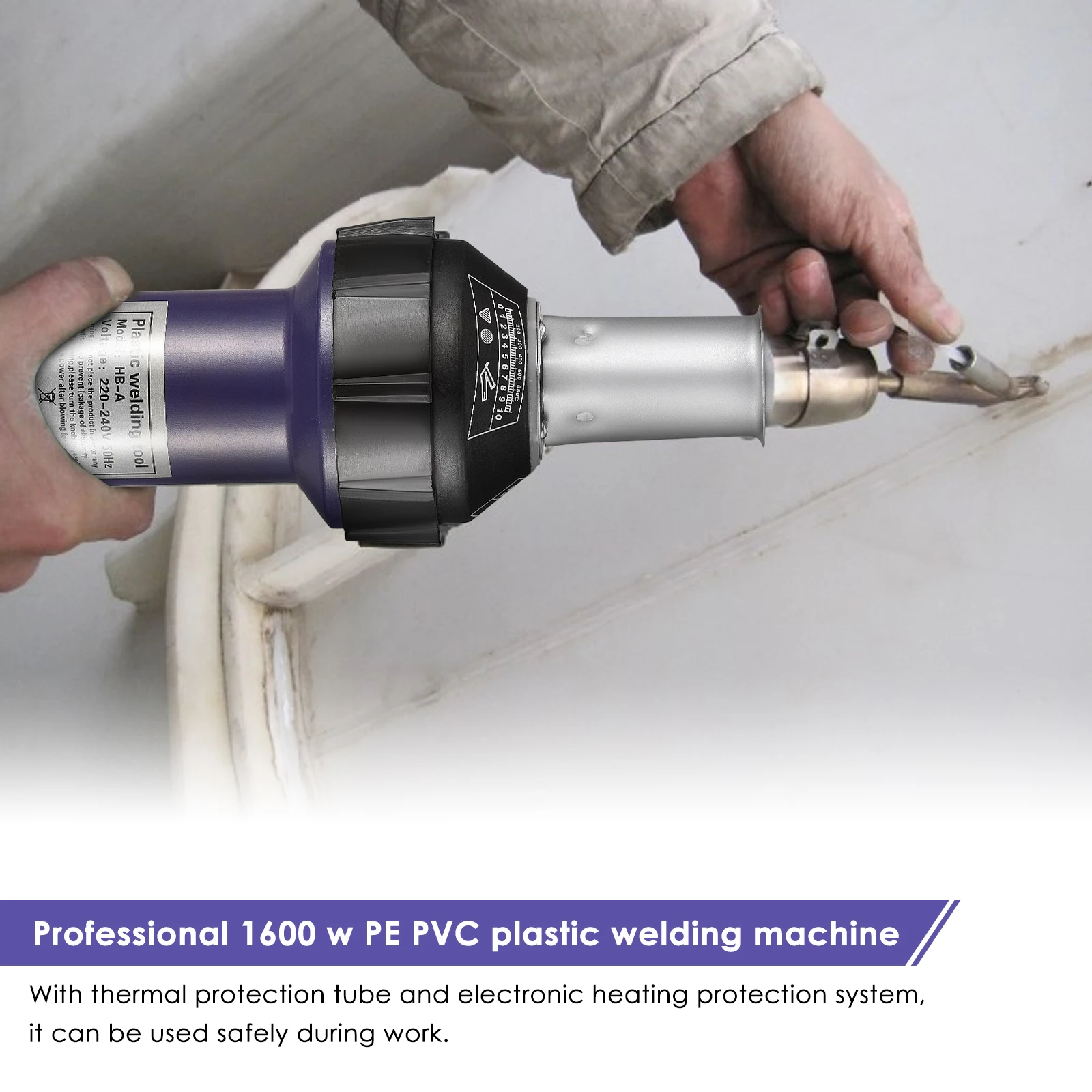 

1600W Heat Gun Hot Air Torch Plastic Welder Welding Hot Air Gun Kit With Speed Nozzles, Roller And PVC Plastic Rods110-220V