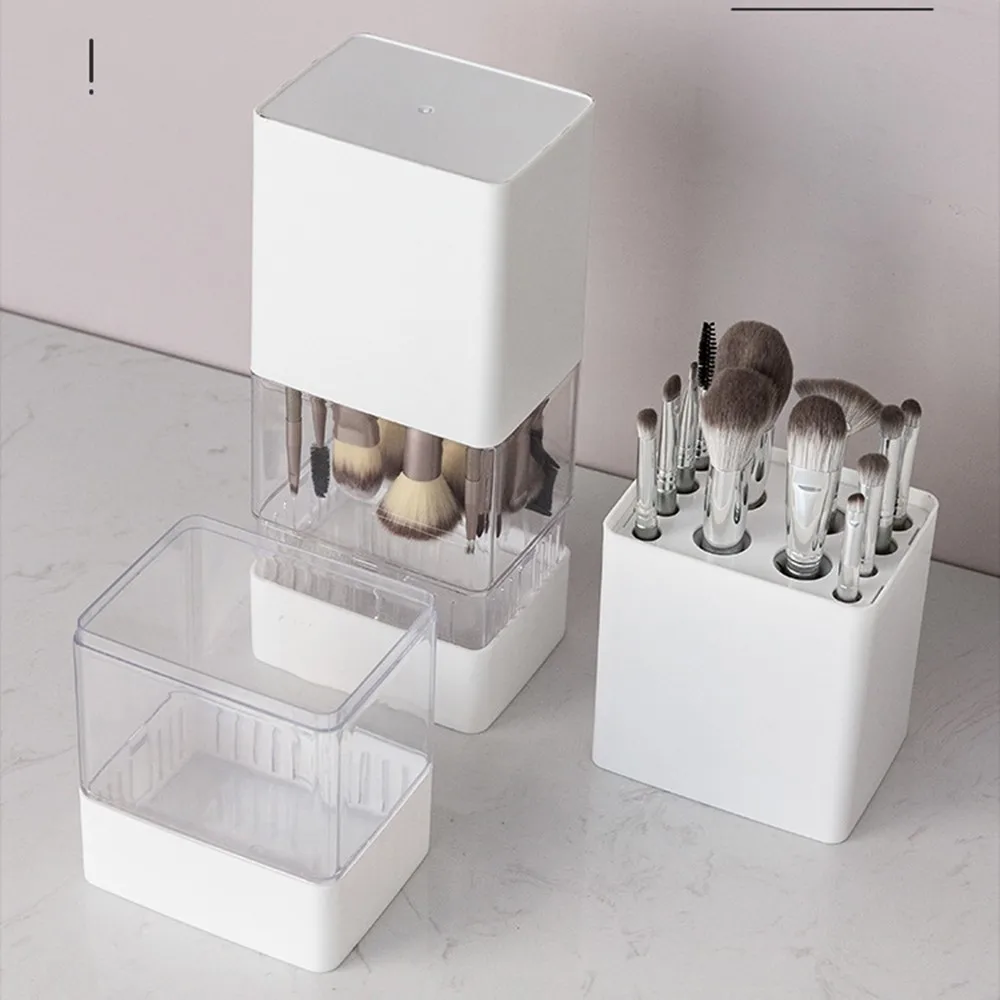 

Makeup Brush Storage Box Dustproof Beauty Brush Drying Rack Holder Bucket Cosmetic Lipstick Eyeshadow Organizer Case With Cover