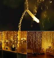 led holiday fairy garlands outdoor christmas icicle curtain waterfall string light decoration wedding garden 6m droop 0 7 0 9m