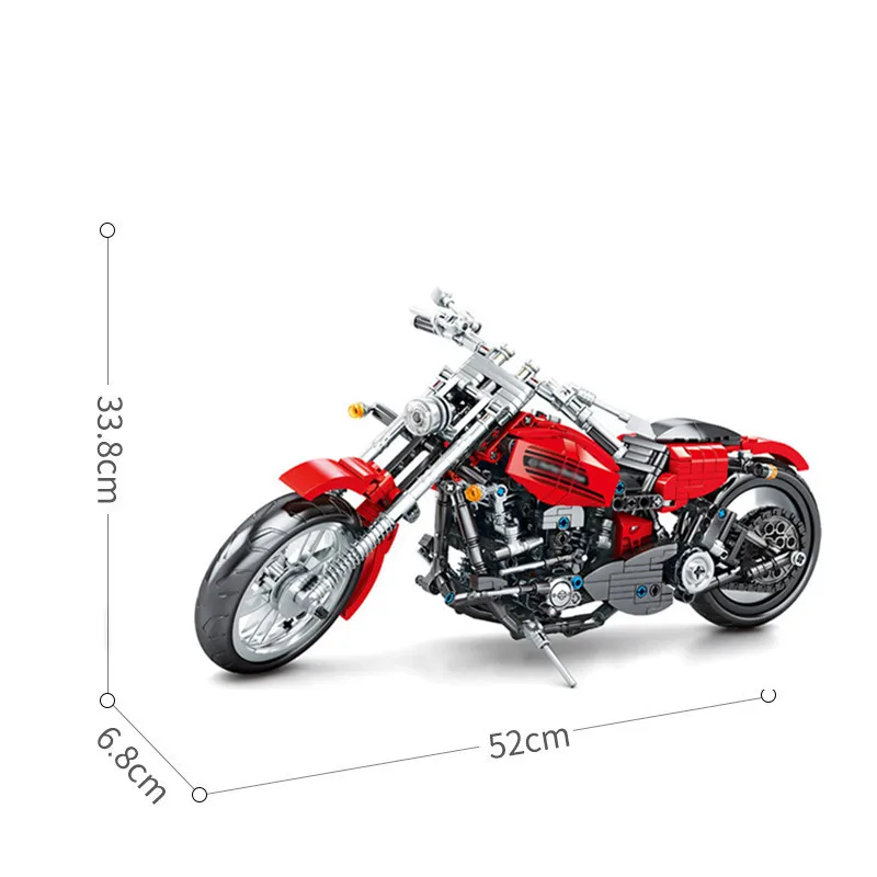 Creative MOC High-tech Davidson Fats Boy Motorcycle Building Blocks Kit Bricks Classic Model Kids Toys For Children Compatible | Игрушки и