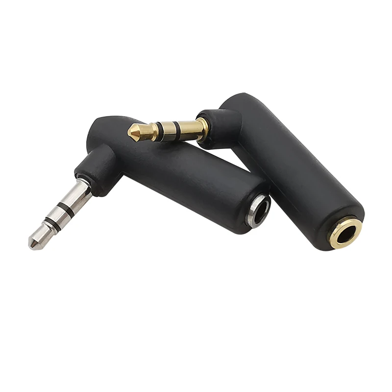2/5Pcs Right Angle 90 Degree 3.5mm Female to 3.5 mm Male 3 Pole Audio Stereo Plug L Shape Adapter Gold/Silver