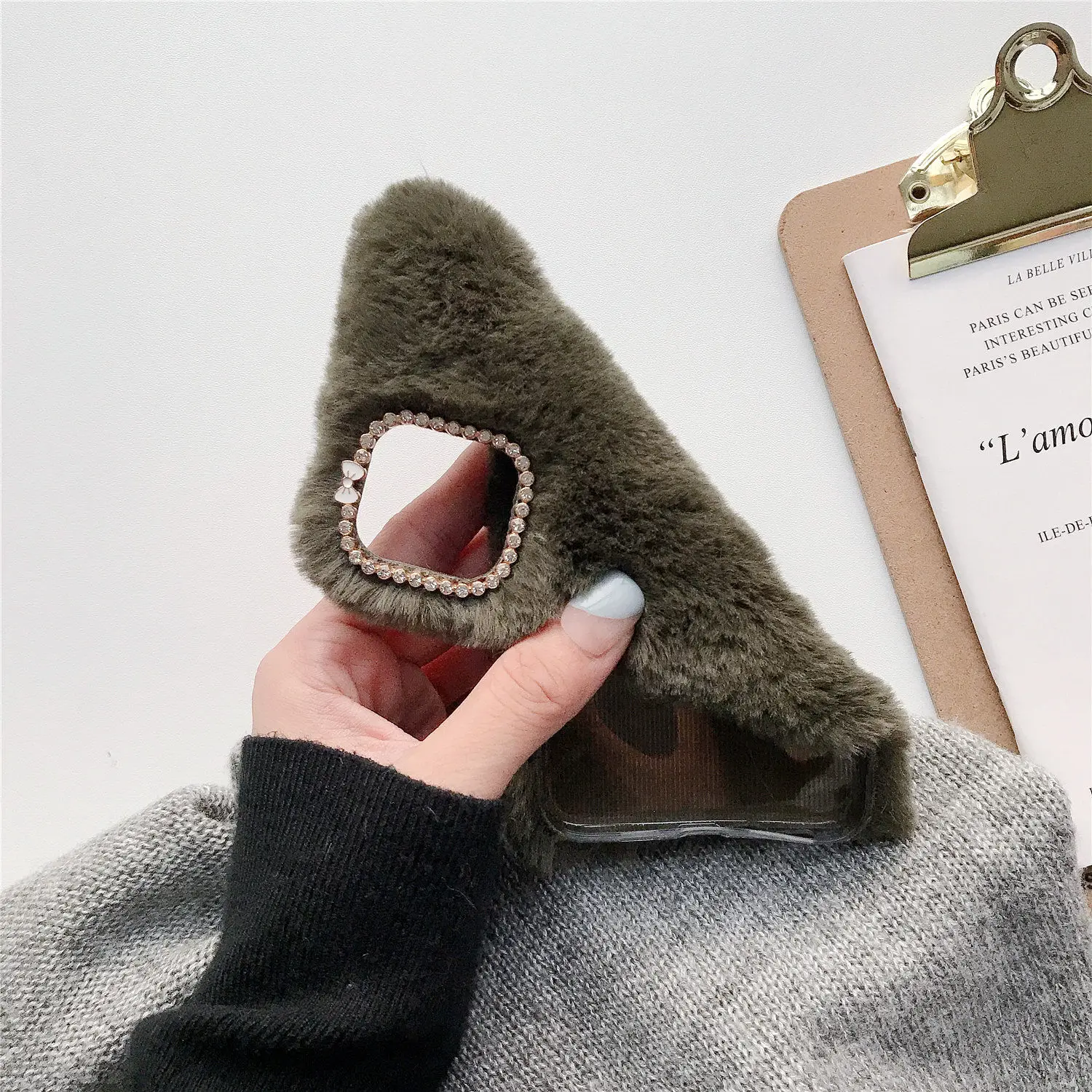 Симпатичный теплый плюшевый женский чехол с бриллиантами для Huawei P9 P10 P20 P30 pro lite plus