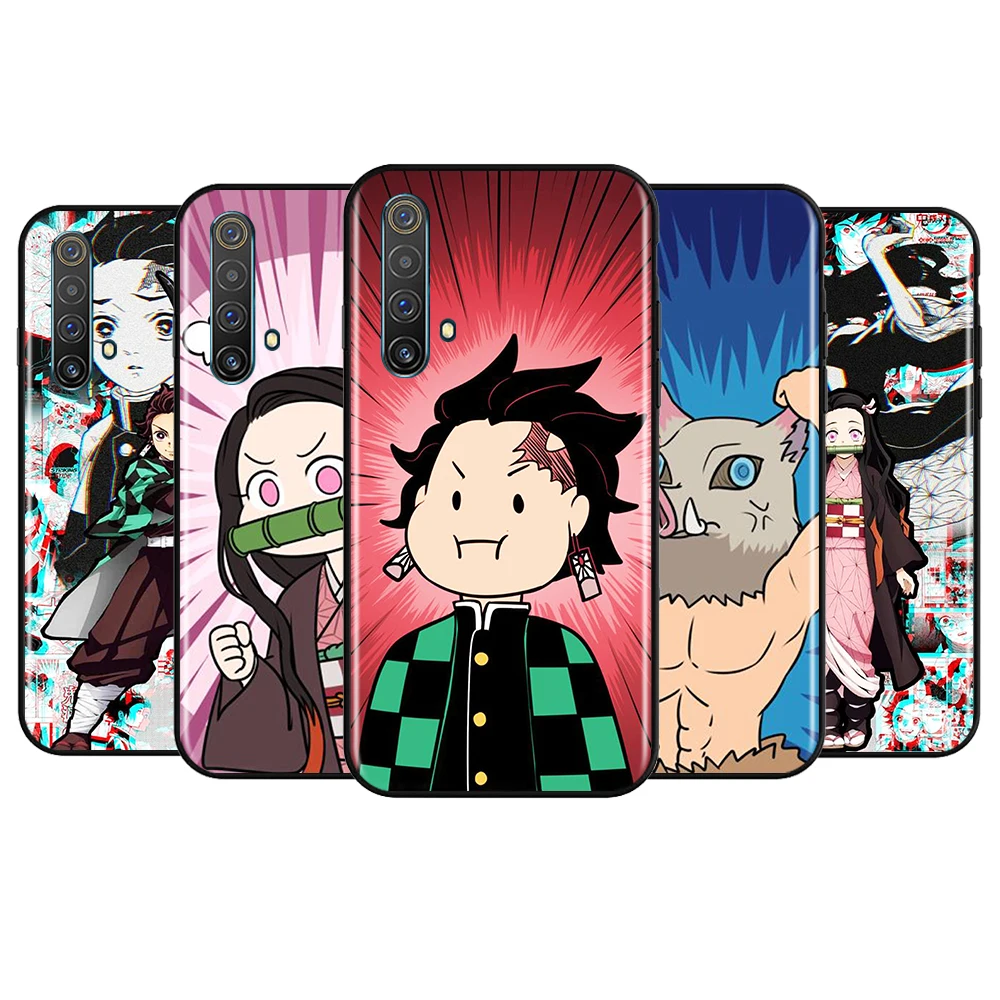 

Anime Demon Slayer For OPPO Realme Narzo 30 20 8 8i 7 6 5 3 2 Pro Global 5G Soft TPU Silicone Black Phone Case Cover