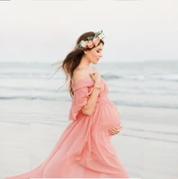 maternity off shoulder chiffon gown maxi long photography dress pregnant clothes beach dress fancy pregnancy photo props shoot
