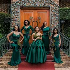 Африканское охотничье зеленое 2021 Длинные свадебные платья атласное свадебное платье размера плюс платье подружки невесты на заказ