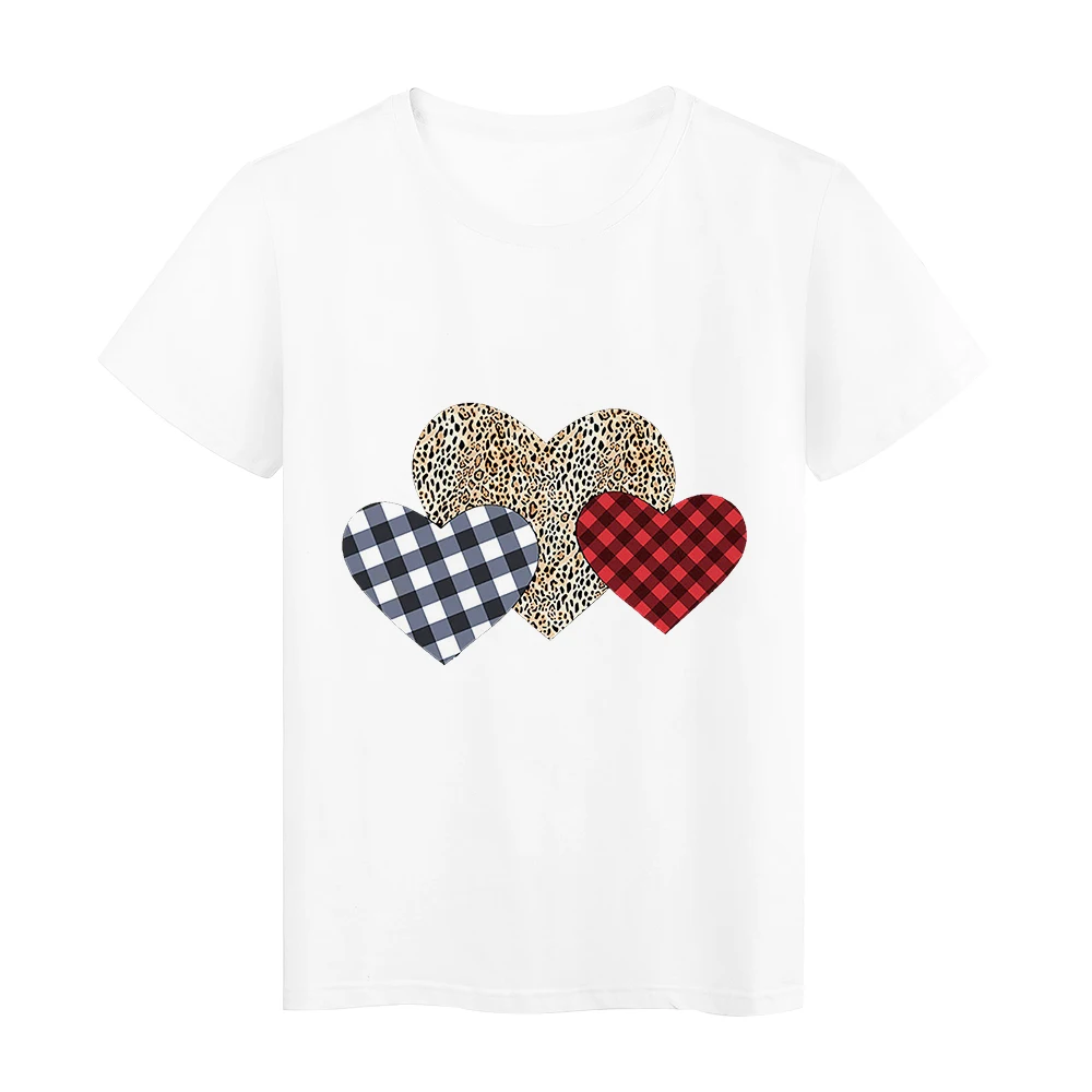 

2021 Couple T shirt for Lovers Aesthetic Heart-shaped Elegant T-shirts Short Sleeve Ropa Mujer White Tops Tee Couple T shirt