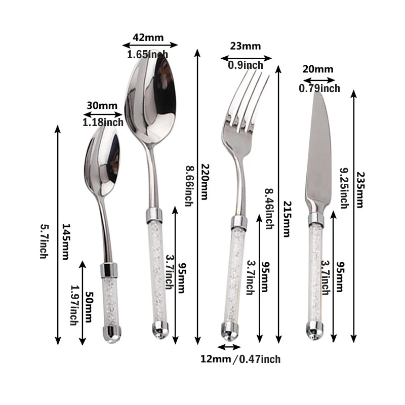 1 шт. акриловая Хрустальная ручка роскошная столовая посуда нож вилка ложка