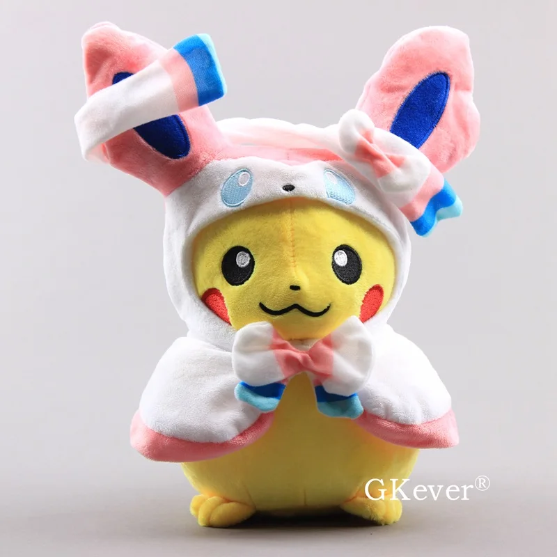 Sylveon 28 см серия Пикачу куклы косплей Eevee Jolteon Vaporeon Glaceon Leafeon Flareon плюшевый умбреон куклы игрушки дети подарок на день рождения - Цвет: Sylveon