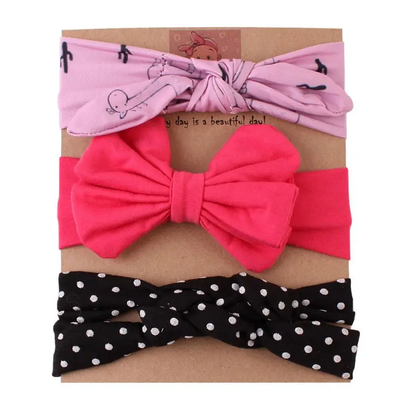 

3Pcs Different Styles Baby Girls Headband Sets Floral Printed Turban Knot Head Wraps Photography Accessories Newborn Hairband
