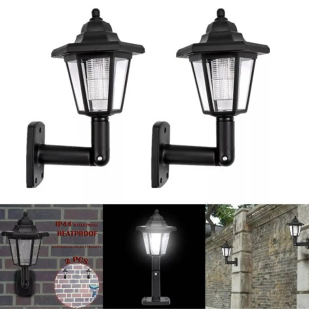 2x Солнечный Мощность светодиодный светильник путь стены Пейзаж сада светильники