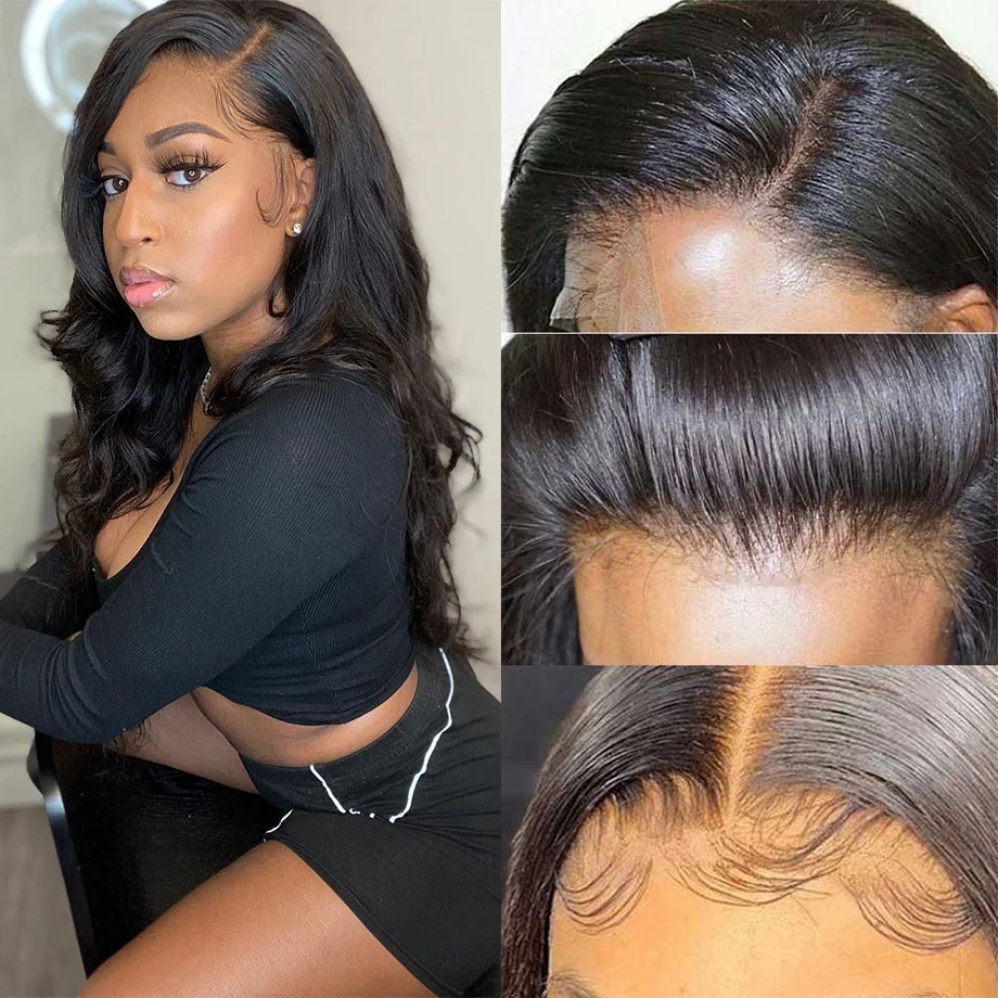 Body Wave Lace Front Wig 13x4 Pre Plucked Frontal 28 30 Inch Remy Human Hair Wigs For Afro Black Women | Шиньоны и парики