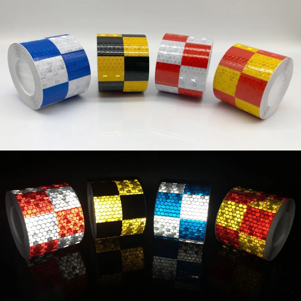 

4 Rolls Reflective Safety Tape Car Train Warning Tape Reflective Strip Noctilucence Stickers for Car (Yellow Black)