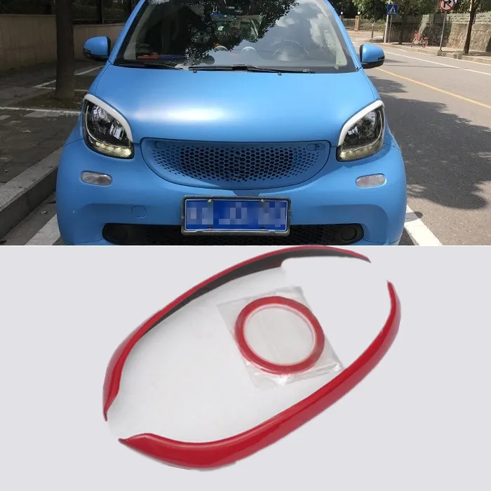 1 пара автомобиль передний наклейка на фару для бровей век литье Накладка Smart fortwo