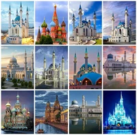 zooya 5d full square diamond painting scenery diamond embroidery mosque picture rhinestones building mosaic art wall decor