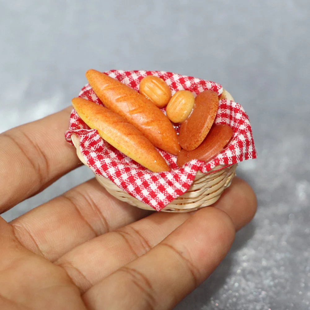 1 шт. 1/12 детский имитационный хлеб Бамбуковая модель корзины для хранения