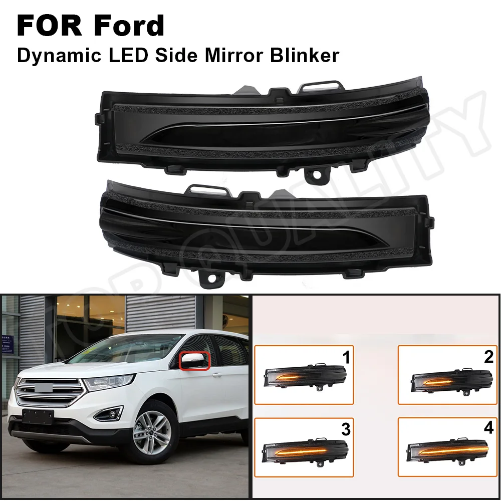 

For 2015 2016 2017 2018 Ford Edge Dynamic LED Side Mirror Light Rearview Mirror Turn Signal Light Flash Repeater Indicator Lamp