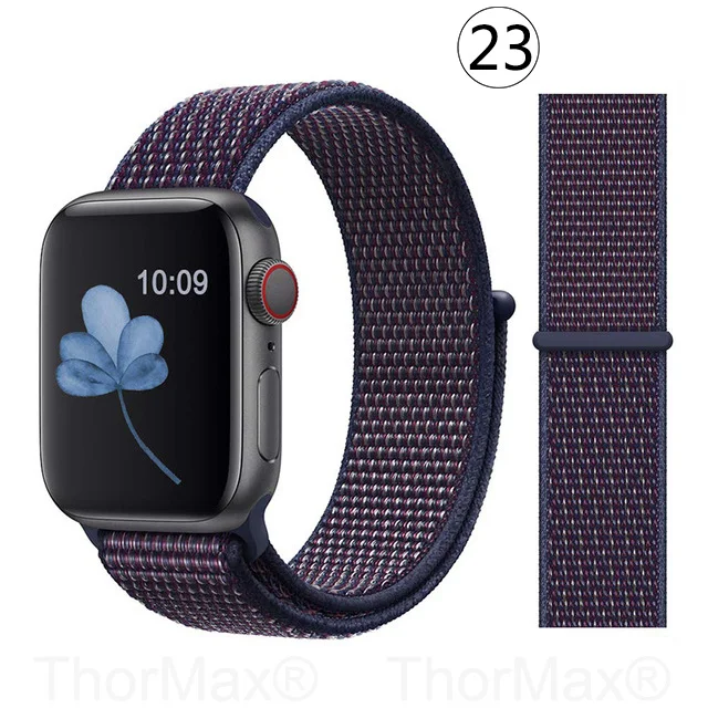 Ремешок для часов Apple Watch 4 серии 5 4 3 мягкий легкий дышащий нейлоновый спортивный ремешок 38 мм 42 мм 40 мм 44 мм Ремешки для наручных часов - Цвет ремешка: 23-Indigo