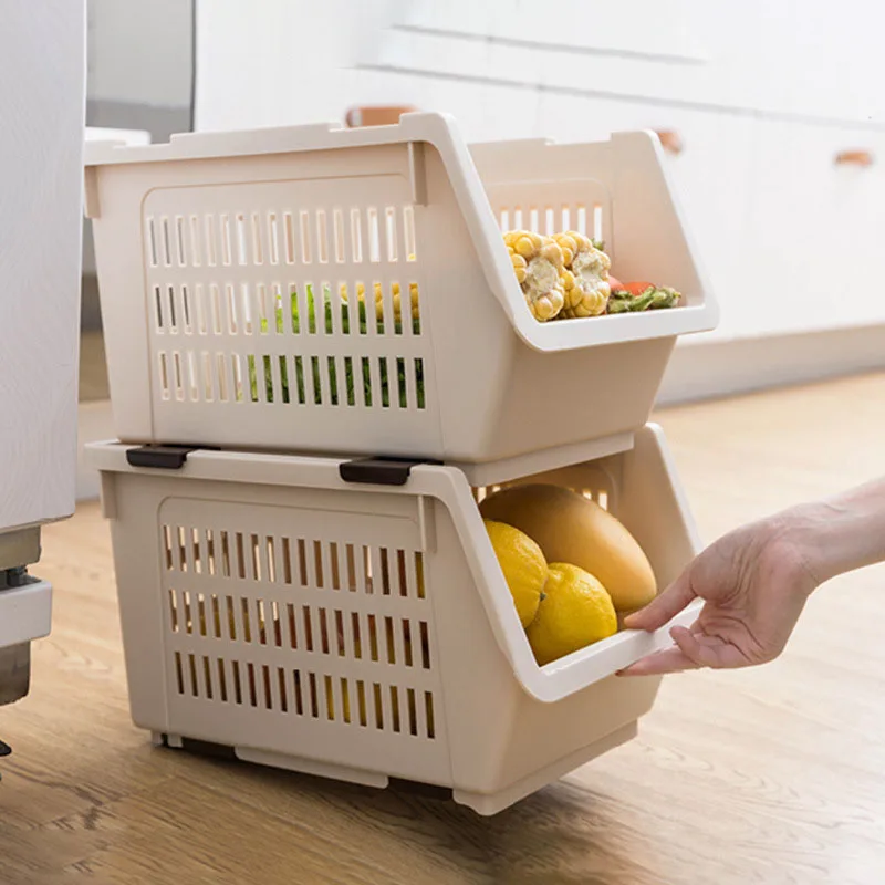 

Stackable Storage Baskets Toy Storage Organization Bathroom Movable Storage Boxes Kitchen Fruit Baskets Storage Container