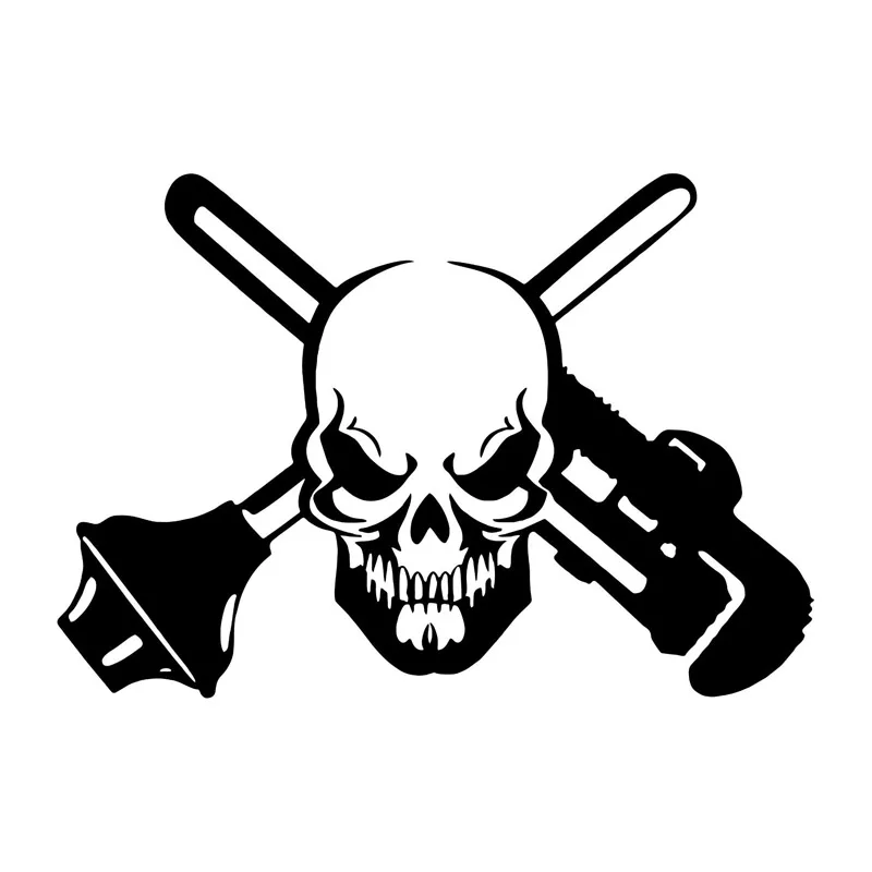 

Funny Skull Plumber Plunger Tube Clamp Car Stickers Automobile Decoration Accessories Waterproof Vinyl Black/white,18cm*12cm