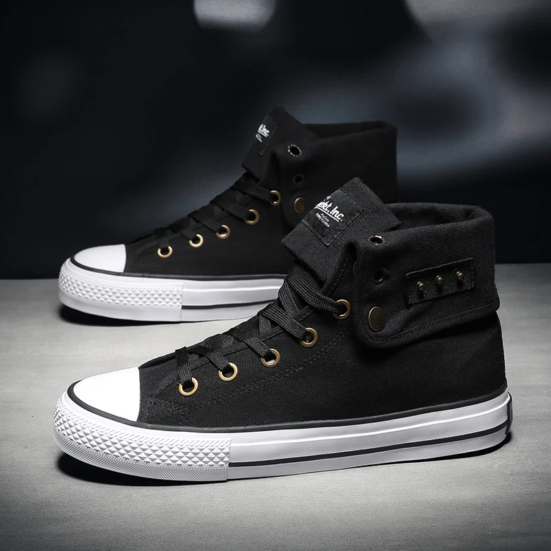 Холщовые кроссовки для мужчин и женщин высокие кеды на платформе шнуровке