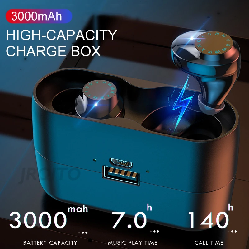 TWS Bluetooth наушники IPX7 водонепроницаемые беспроводные 9D стерео звук с 3000 мАч
