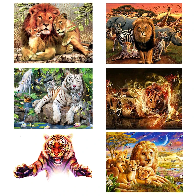 5D алмазная вышивка Алмазная мозаика с изображениями животных крестом тигром и